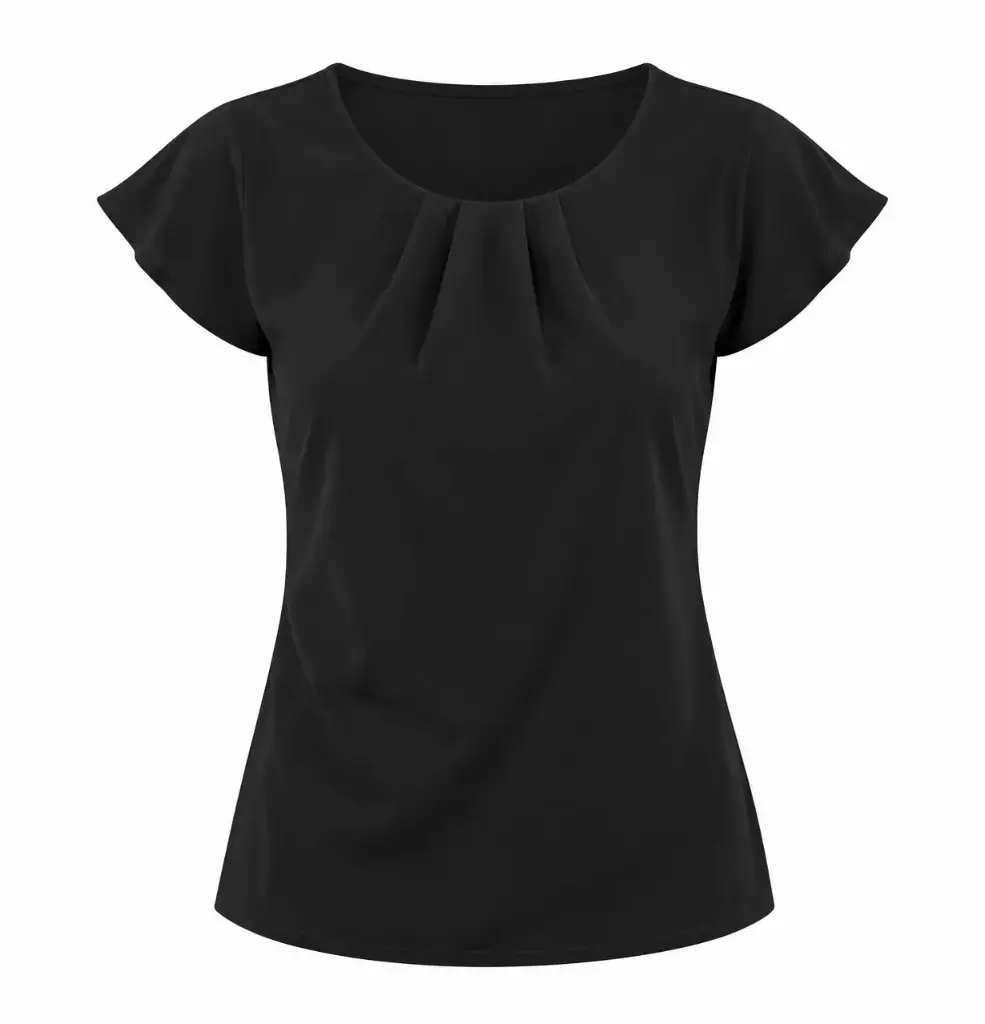 H597 - Top col plissé femme