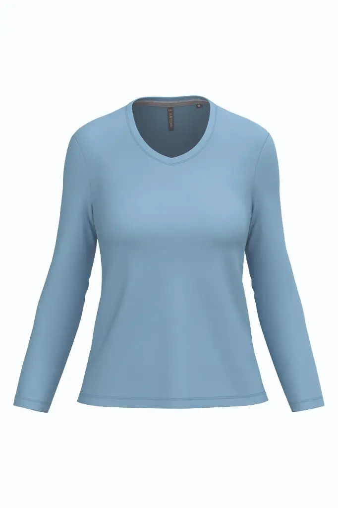 K382 - T-shirt col V manches longues femme