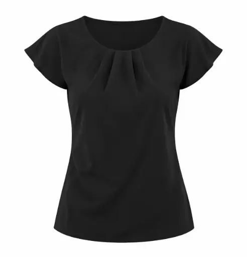 H597 - Top col plissé femme