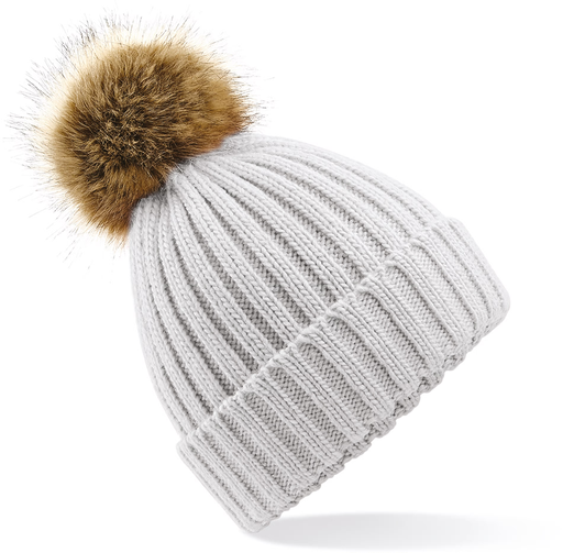 B412 - Bonnet epais avec pompon en fausse fourrure