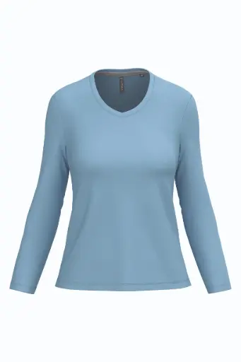 K382 - T-shirt col V manches longues femme
