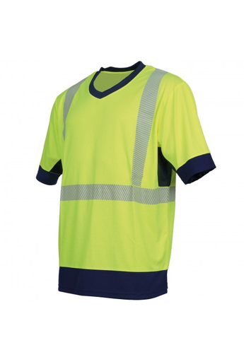 006*CHV - TEE-SHIRT MC COL V HAUTE VISIBILITÉ VISIO MAILLE