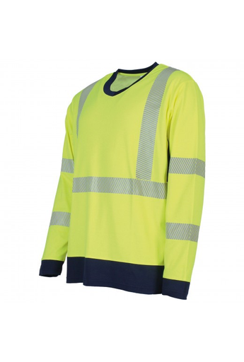 006*LHV - High-visibility long-sleeve V-neck work t-shirt